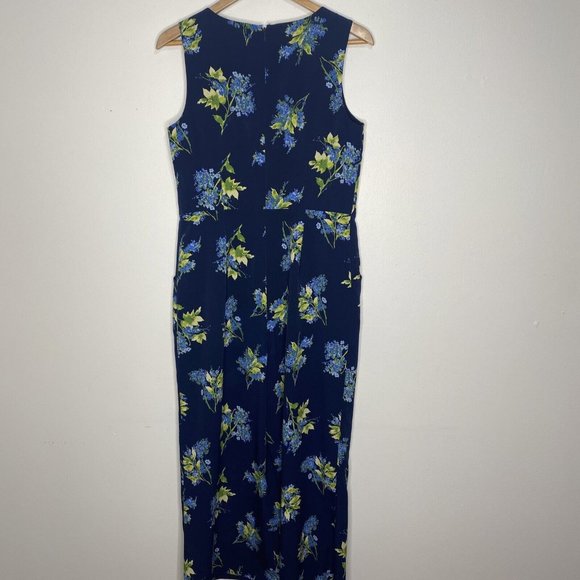 Karl Lagerfeld Paris Womens Blue Floral Jumper Sz 8 Pants Romper One Peice - Picture 5 of 9